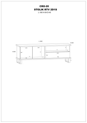 Cross TV-állvány 2 ajtó 1 fiók - Burgundy tölgy - Fehér