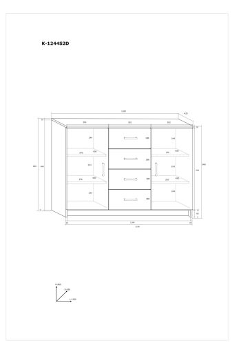 Komód 2 ajtó 4 fiók K-1244S2D - Wallis szilva