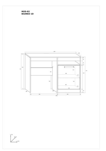 Maximus íróasztal 1 ajtó - Világos Sonoma tölgy - Fényes fehér