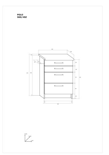 Polo S604SZ alsó 60 cm széles 4-fiókos konyhaszekrény elem