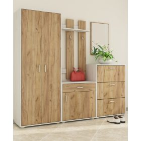 Előszoba bútor szett 3 - Fehér tölgy - Arany tölgy