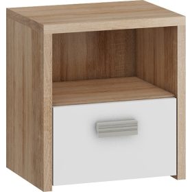   Kitty éjjeliszekrény 1 fiók - Világos Sonoma tölgy - Fehér