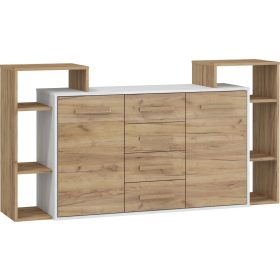 Rio komód 2 ajtó 4 fiók - Fehér tölgy - Arany tölgy