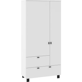 Vegas gardróbszekrény 2 ajtó 2 fiók - Fehér - Fekete