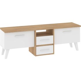   Nordis TV-állvány 2 ajtó 2 fiók - Cremona tölgy - Fehér