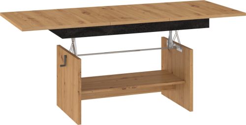 Dallas  emelhető és kihúzható dohányzóasztal - Artisan tölgy - Beton fekete
