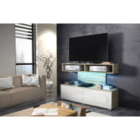 Rex TV-állvány - Világos Sonoma tölgy - Fényes fehér