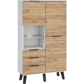   Sven gardróbszekrény 2 ajtó 3 fiók - Fehér tölgy - Arany tölgy