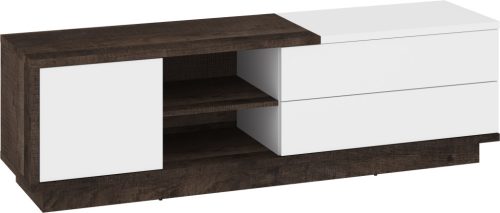 Hybrid TV-állvány 1 ajtó 2 fiók - Grange tölgy - Fényes fehér