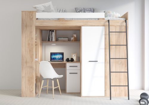 Verana galériaágy jobbos - Világos Sonoma tölgy - Fehér