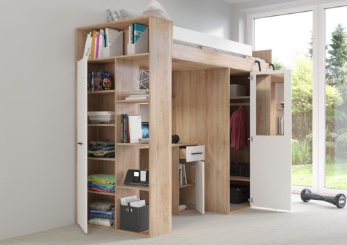 Verana galériaágy jobbos - Világos Sonoma tölgy - Fehér