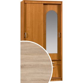   Aleksander 3 Z tolóajtós gardróbszekrény tükörrel - Világos Sonoma tölgy
