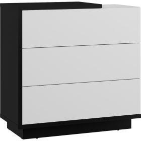 Hybrid komód 3 fiók - Fekete - Fényes fehér