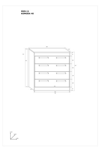 Maximus komód 4 fiók - Grange tölgy - Fényes fehér
