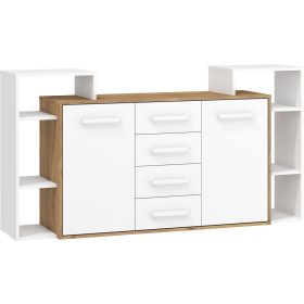 Rio komód 2 ajtó 4 fiók - Burgundy tölgy - Fehér