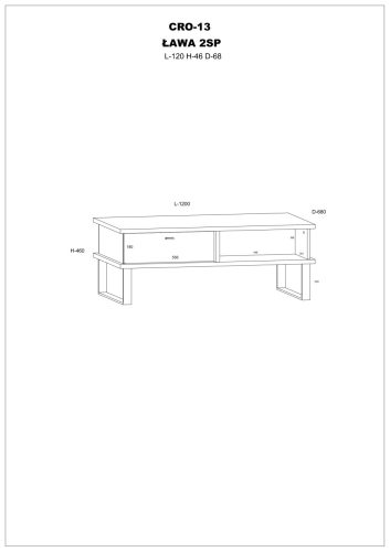 Cross dohányzóasztal 2 fiók téglalap alakú - Burgundy tölgy - Fehér