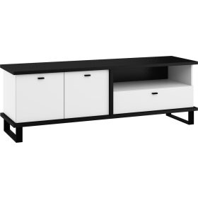 Cross TV-állvány 2 ajtó 1 fiók - Fekete - Fehér