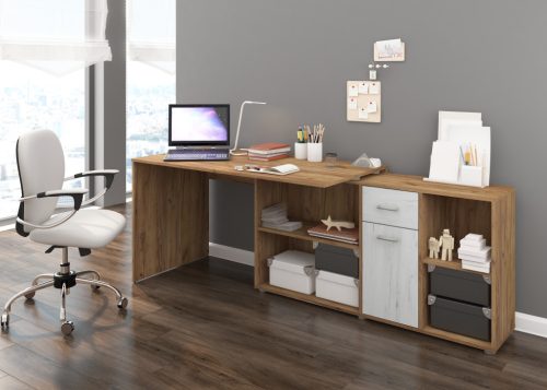 Beat P íróasztal kombináció jobbos - Arany tölgy - Fehér tölgy