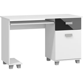  Solo számítógépasztal 1 ajtó 1 fiók - Fehér - Fényes fekete