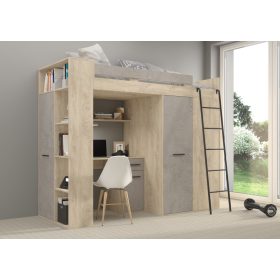 Verana galériaágy jobbos - Endgrain tölgy - Beton szürke