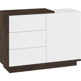   Hybrid komód 1 ajtó 3 fiók - Grange tölgy - Fényes fehér