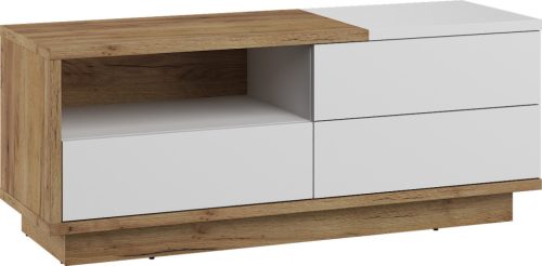 Hybrid TV-állvány 1 ajtó 1 fiók - Arany tölgy - Fényes fehér