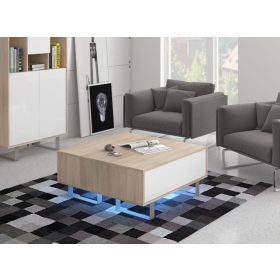   King dohányzóasztal - Világos Sonoma tölgy - Fényes fehér