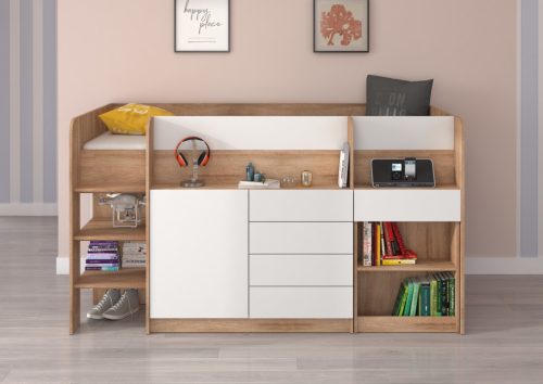 Smile galériaágy balos - Világos Sonoma tölgy - Fehér