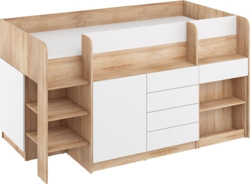 Smile galériaágy balos - Világos Sonoma tölgy - Fehér