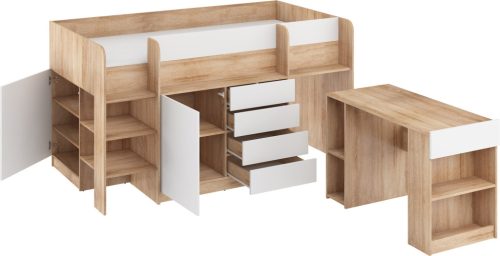 Smile galériaágy balos - Világos Sonoma tölgy - Fehér