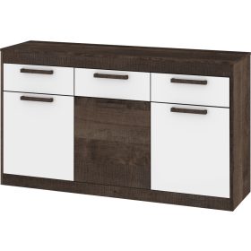   Maximus komód 3 ajtó 3 fiók - Grange tölgy - Fényes fehér