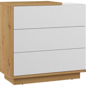 Hybrid komód 3 fiók - Artisan tölgy - Fényes fehér