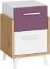 Hey éjjeliszekrény 2 fiók 45 - Artisan tölgy - Fehér - Lila