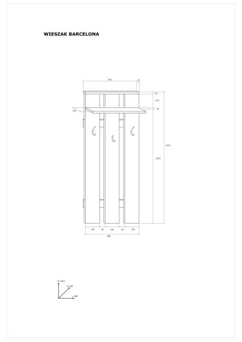 Barcelona előszobafal fogasokkal - Világos Sonoma tölgy