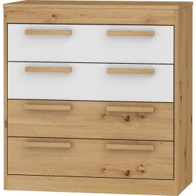 Maximus komód 4 fiók - Artisan tölgy - Fényes fehér