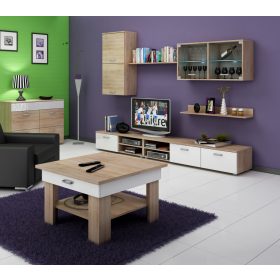 Omega dohányzóasztal - Világos Sonoma tölgy - Fehér