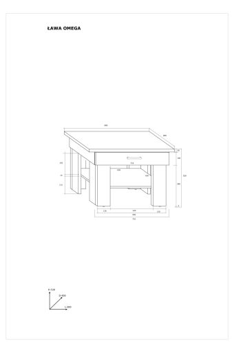 Omega dohányzóasztal - Világos Sonoma tölgy - Fehér