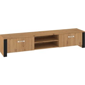 Hugo TV-állvány 2 ajtó - Artisan tölgy - Fekete