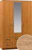 Wenecja 2 gardróbszekrény 3 ajtó 2 fiók tükörrel - Arany tölgy