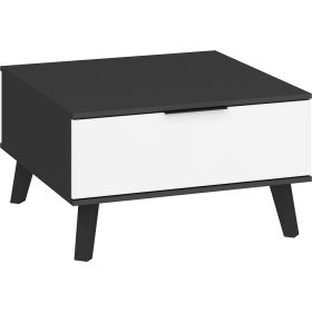   Sven kicsi dohányzóasztal 2 ajtó - Fekete - Fényes fehér