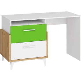   Hey íróasztal 2 fiók 125 - Artisan tölgy - Fehér - Zöld