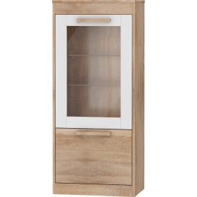   Maximus könyvespolc 1 ajtó 1 üveges ajtó - Világos Sonoma tölgy - Fényes fehér