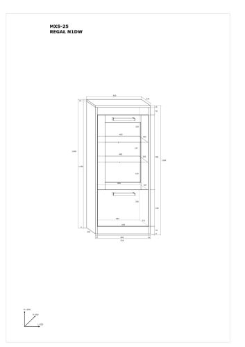 Maximus könyvespolc 1 ajtó 1 üveges ajtó - Világos Sonoma tölgy - Fényes fehér