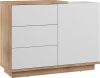 Hybrid komód 1 ajtó 3 fiók - Világos Sonoma tölgy - Fényes fehér