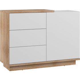   Hybrid komód 1 ajtó 3 fiók - Világos Sonoma tölgy - Fényes fehér