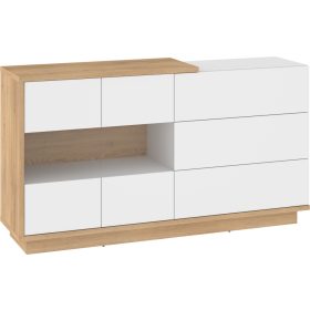   Hybrid komód 2 üvegajtó 3 fiók - Cremona tölgy - Fényes fehér
