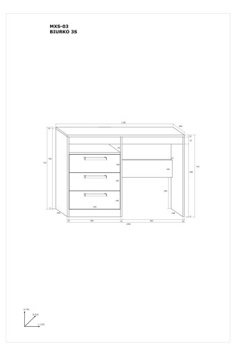 Maximus íróasztal 3 fiók - Burgundy tölgy - Fényes fehér