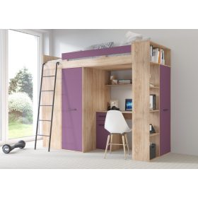 Verana galériaágy balos - Világos Sonoma tölgy - Lila