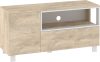 Vegas TV-állvány 1 ajtó 1 fiók - Endgrain tölgy - Fehér
