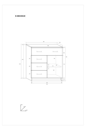 Komód 1 ajtó 4 fiók K-8044S1D - Arany tölgy